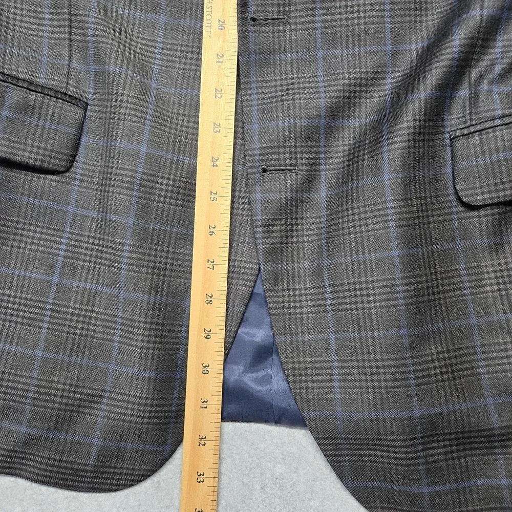 Peter‎ Millar 46 Big & Tall Gray Plaid Wool Sport Coat Mens Single-Breasted